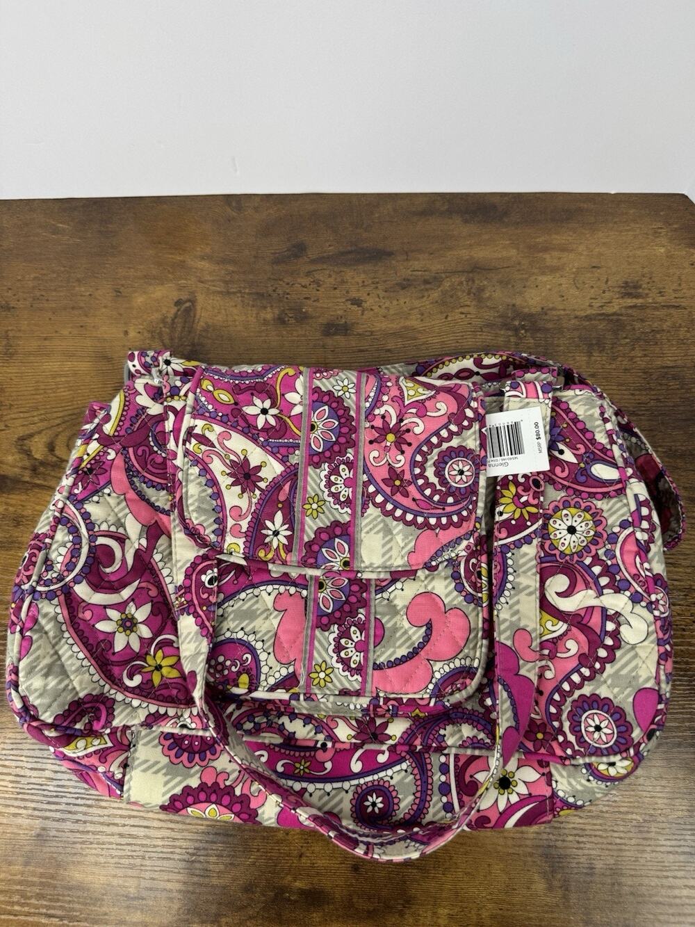 NWT Vera Bradley Glenna Paisley Meets Plaid Pink Quilted Shoulder Bag Retired